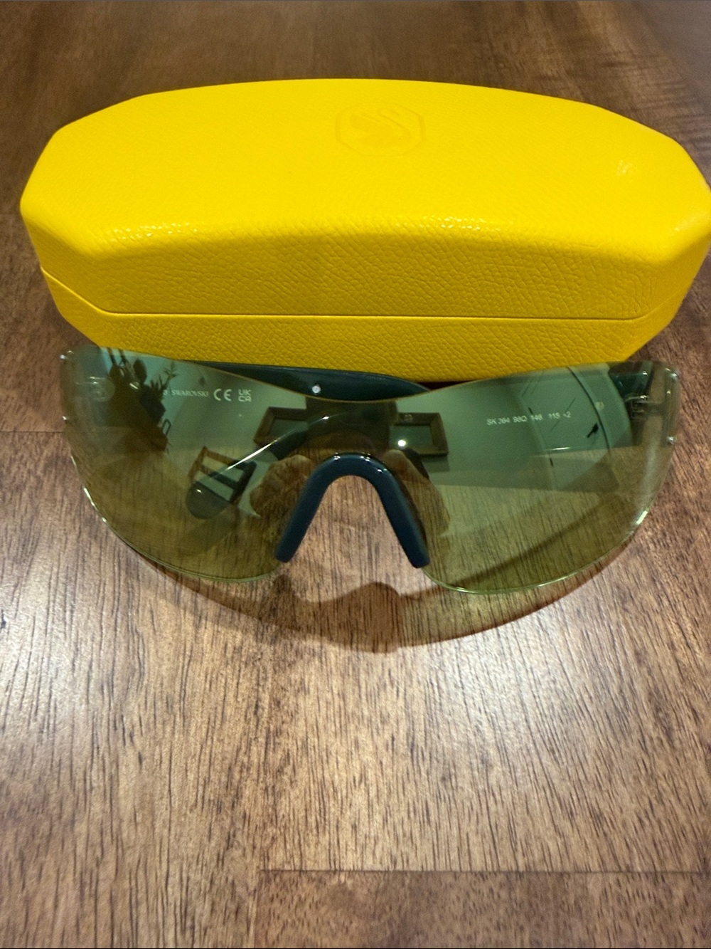 Swarovski Sunglasses with Green lenses and crystals on each stem